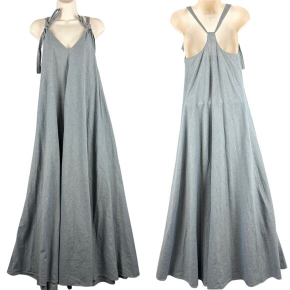 The Great Denim Chambray Tie Strap Long Flowy Maxi Dress Washed Blue Size 0 Boho - Picture 1 of 14